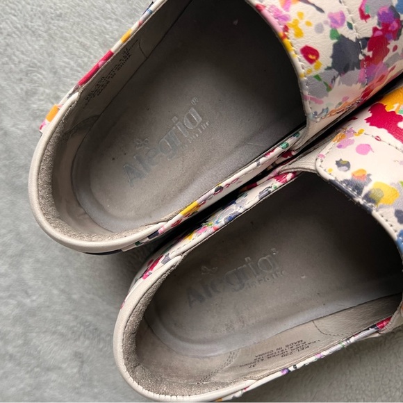 Alegria Keli Pollack Slip-On Paint Splatter Leather Professional Clogs White 37 - Picture 9 of 16